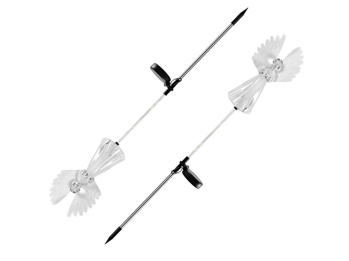 Conjunto De 2 Luminárias Solares Decorativas, Formato De Anjo, Para Jardim, Pátio, Varanda, Caminhos E Paisagismo Exterior