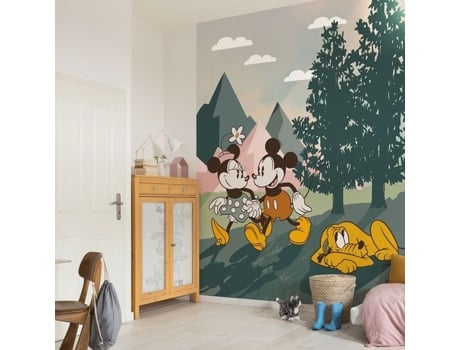 Foto Mural Não Tecido 250 X 200 Cm Disney Mickey Minnie Walking Plutão Natureza Papel De Parede Digital Colorido 4 Tiras De 50 Cm De Largura Komar