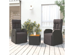 Conjunto Lounge 3 Peças Para Jardim Vime Pe/acácia Maciça Preto Dkd Home Decor