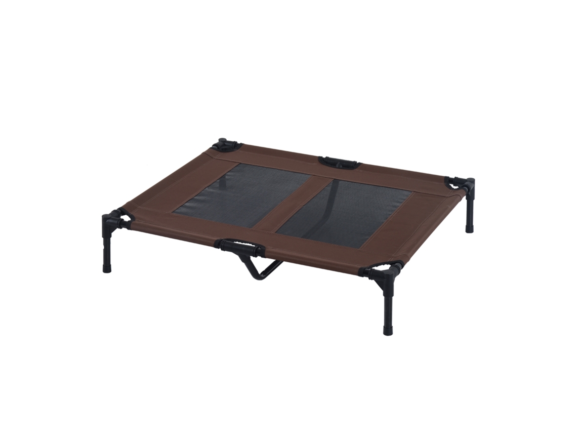 Cama Elevada Cães Malha Respirável Tecido Oxford Exterior 91,5x76,2x18 Marrom
