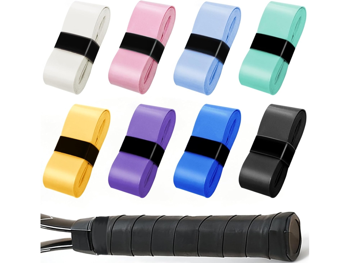 Conjunto de 8 Overgrips GERTIZ para Raquete de Tênis Antiderrapante e Absorvente de Suor Colorida