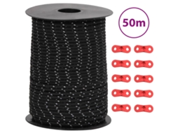 Vidaxl Corda Para Tenda Com Tiras Refletoras E Esticadores 50 M 3 Mm