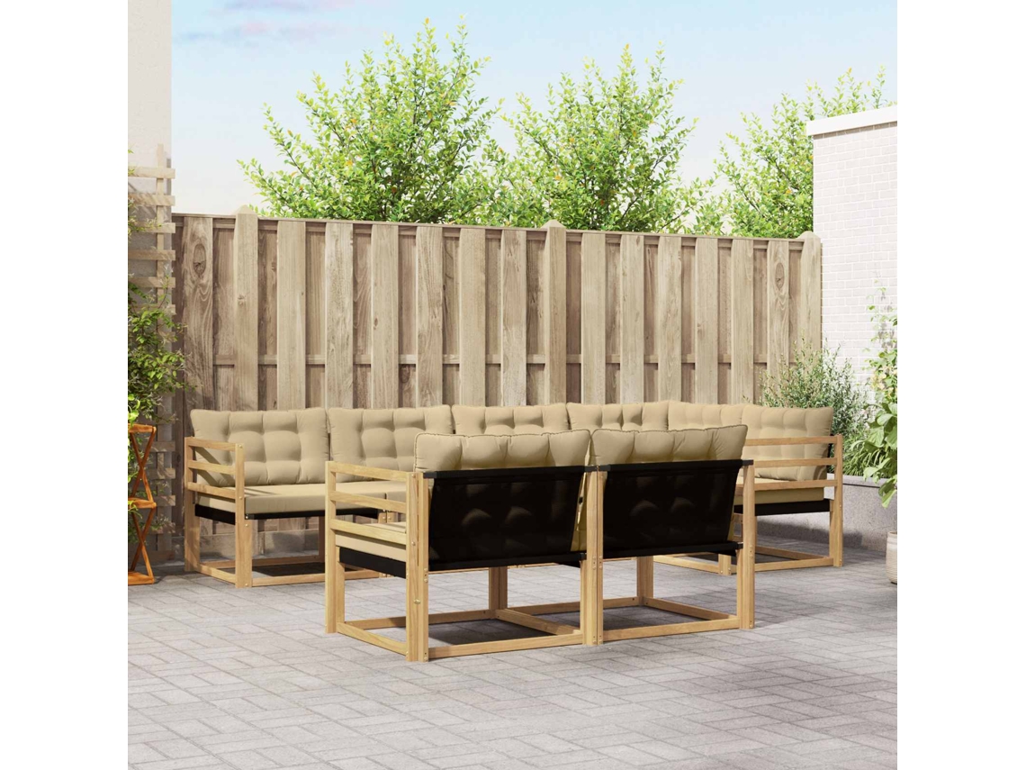Vidaxl Conjunto De Sofás Para Exterior 7 Unid. Branco E Bege