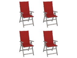 Cadeiras Jardim Reclináveis C/ Almofadões 4 Pcs Acácia Maciça Dkd Home Decor