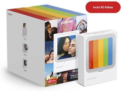 Impressora POLAROID Hiprint 3X3 + 60 Fotos (Bluetooth e USB-C)