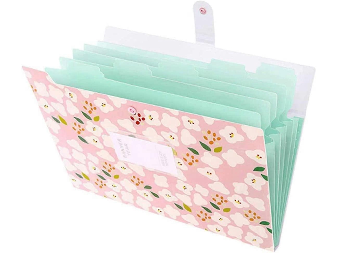 Carpeta Expansível Com 6 Bolsas De Polipropileno Impermeável E Resistente A Riscos Para Documentos A4 (rosa)