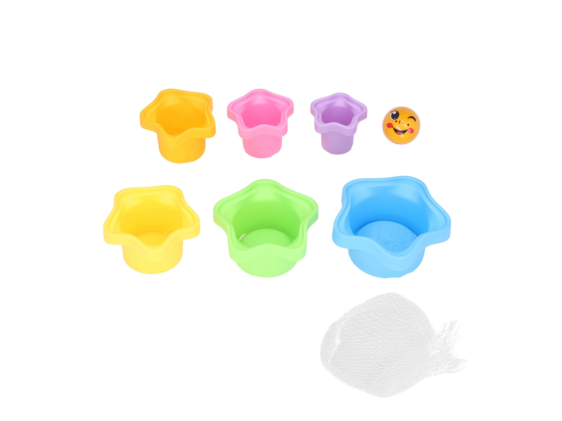 Primerox 6pcs Xícaras Empilháveis de Plástico Seguro com Fenda de Drenagem Brinquedos Educacionais para Bebês Acima de 6m