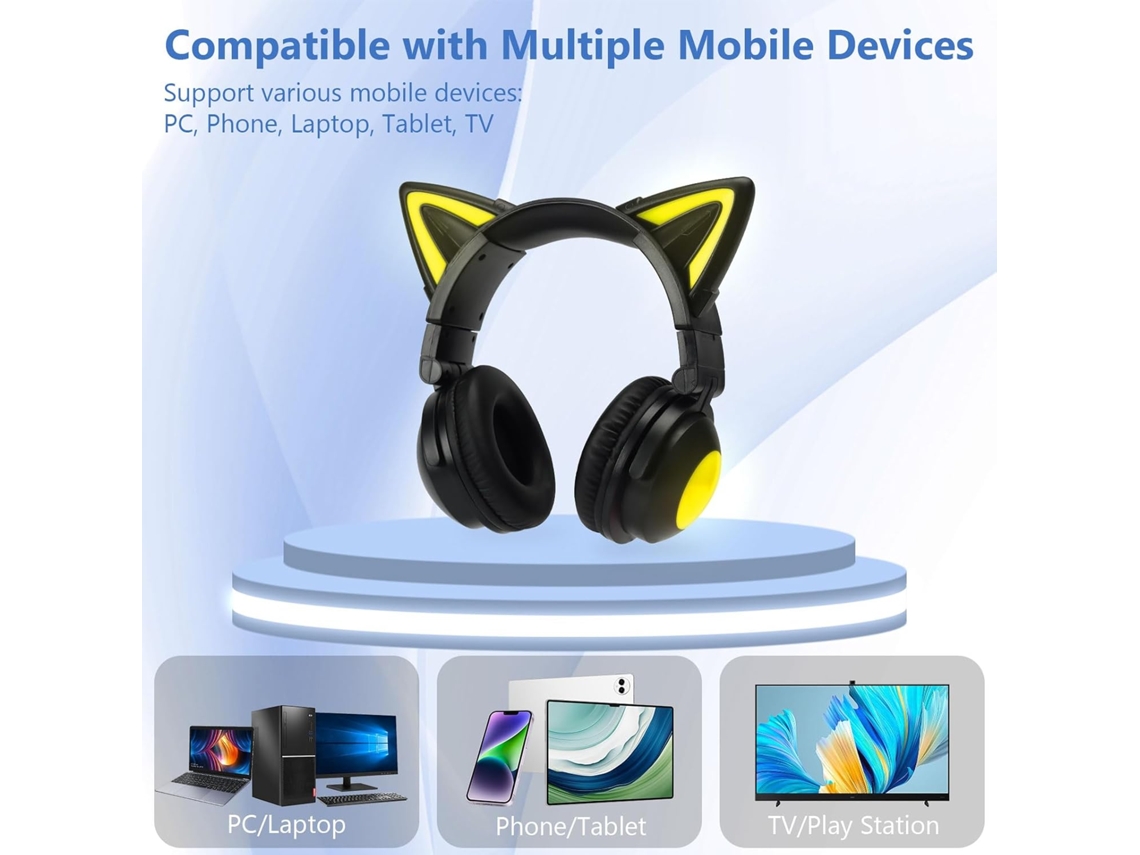 Fone De Ouvido Bluetooth Com Orelhas De Gato E Qualidade De Som Hi Fi. Brilvibera