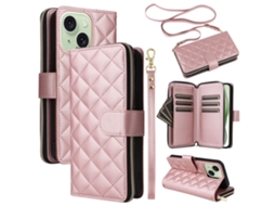 Capa Para Iphone 14 Plus Pele Sintética Anti-choque Rosa