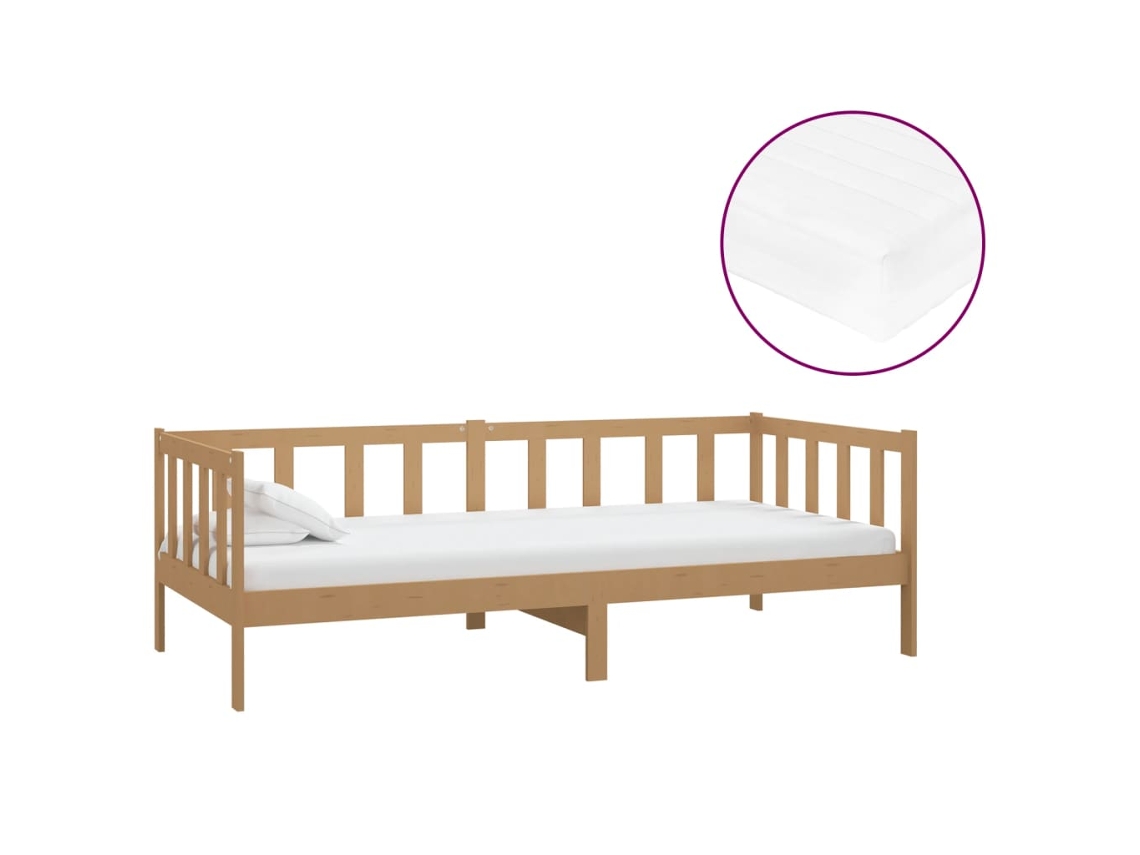 Sofá Cama com Colchão 90x200 cm Pinho Maciço Castanho Mel MAISON EXCLUSIVE