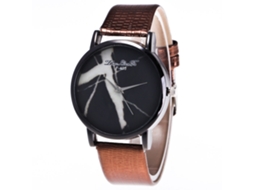 Reloj De Pulsera Unisex De Cuero Pu Con Dial Redondo Mármolado Cuartz Café Zhoulianfa