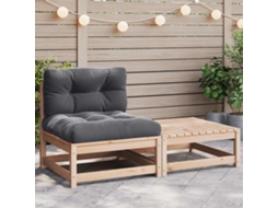Vidaxl 2 Pcs Conjunto Lounge De Jardim Com Almofadões Pinho Maciço