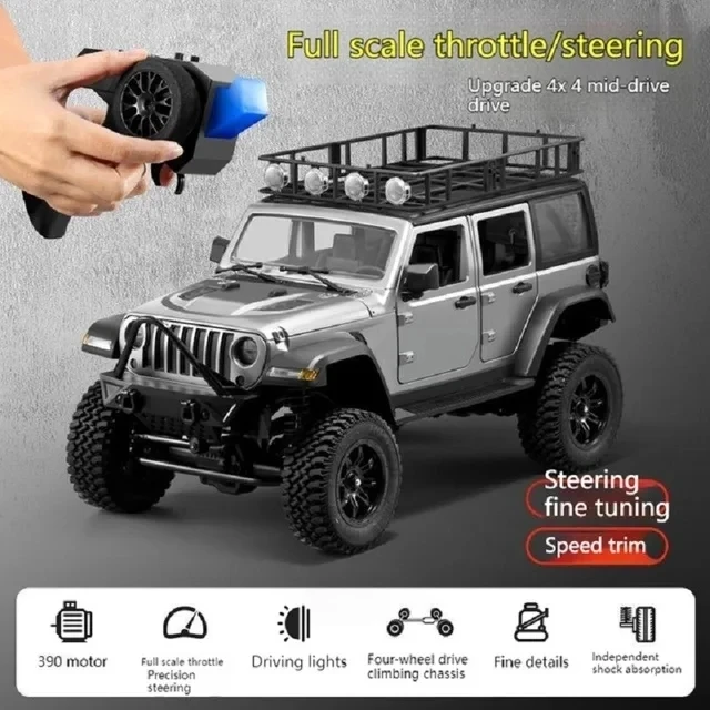 (cinza) Veículo De Escalada Off-road 4x4 Com Controle Remoto 2.4g E Luzes De Led