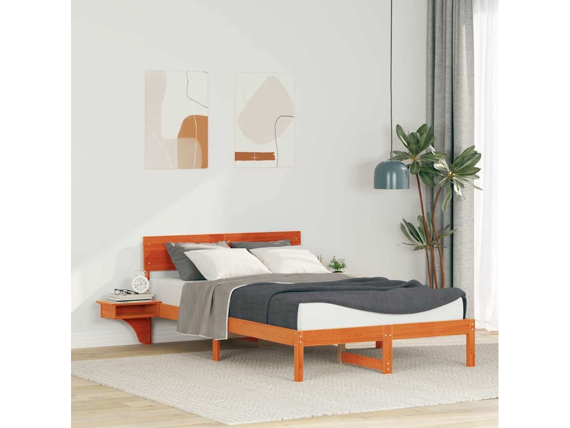 Vidaxl Estrutura da Cama com Cabeceira Marrom Cera 120 X 190 Cm