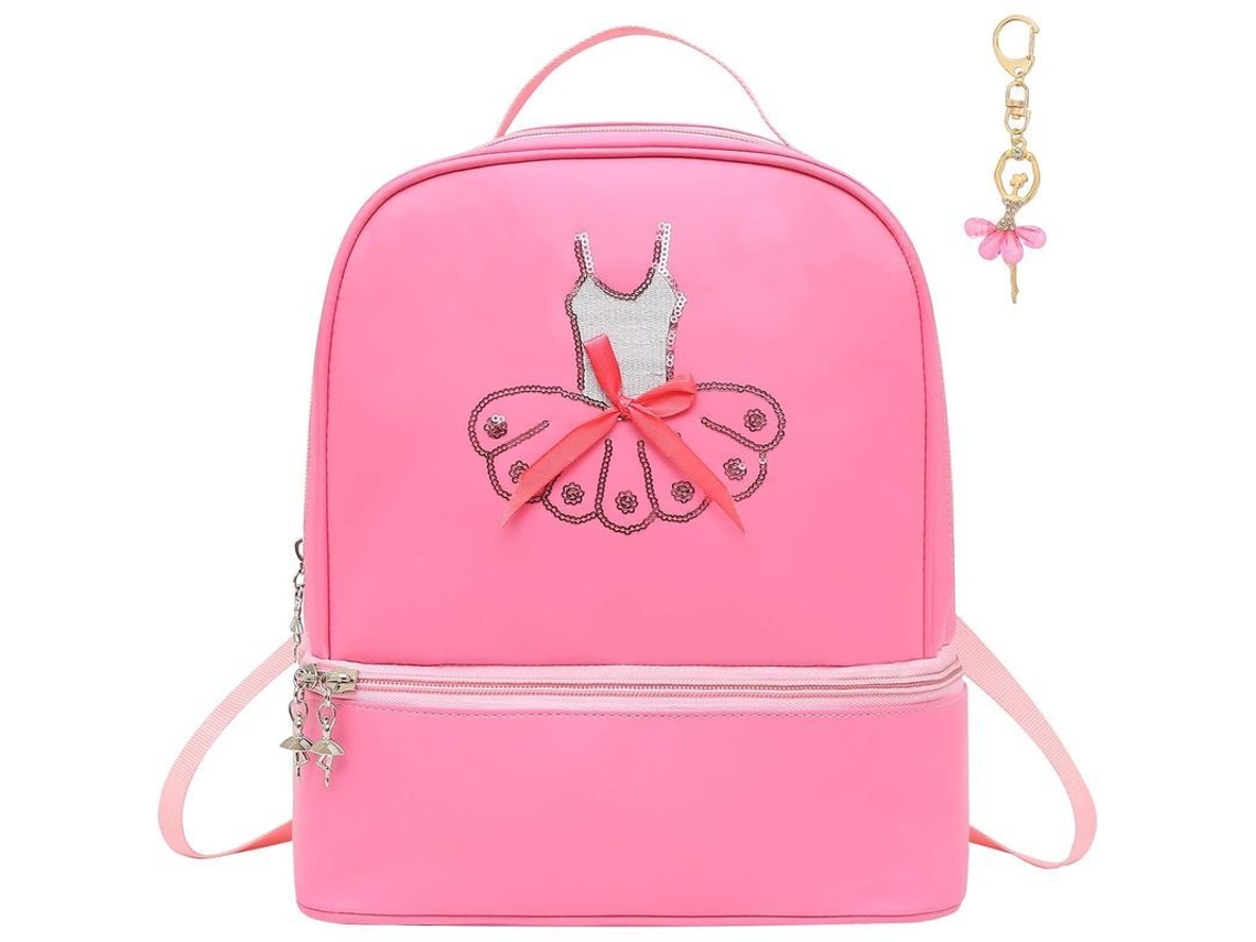 Mochila De Ballet Para Meninas Com Design De Princesa Com Chaveiro E Compartimento Para Sapatos Cor Rosa7
