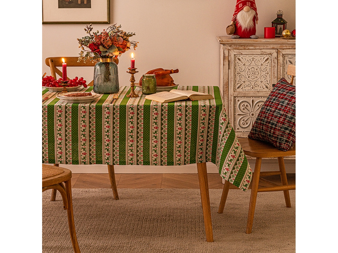 Lurelia Toalha De Mesa Algodão Linho Renda Verde 100x160cm 100x160 Natal