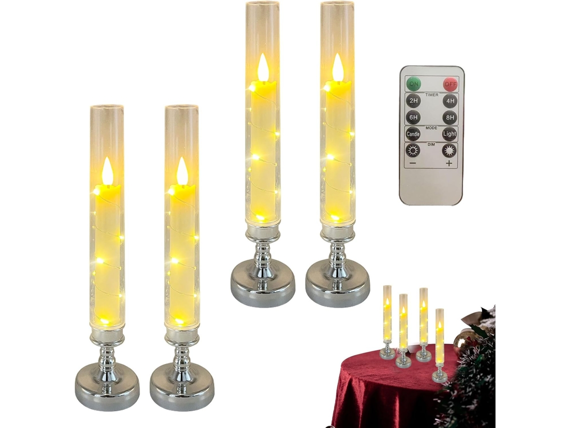 Vela Led Decorativa Sem Chama, A Bateria, Para Uso Em Mesa E Quarto