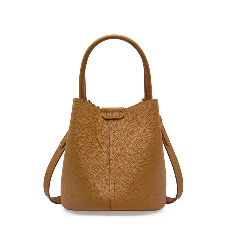 (2269-marrom) Nova Bolsa Balde Feminina Em Couro Genuíno 2026, Estilo Luxo De Designer, Bolsa De Ombro Feminina