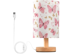 Cabeceira Kcldeci Abajur com estampa de borboleta rosa, ideal para quarto, estilo fazenda, mesa de cabeceira, sala de estar