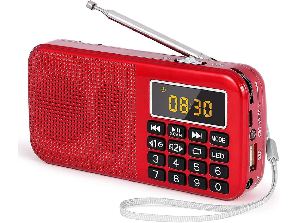 Rádio Portátil, Rádio Fm Com Bateria De 3000mah, Vermelho Olysi Shop