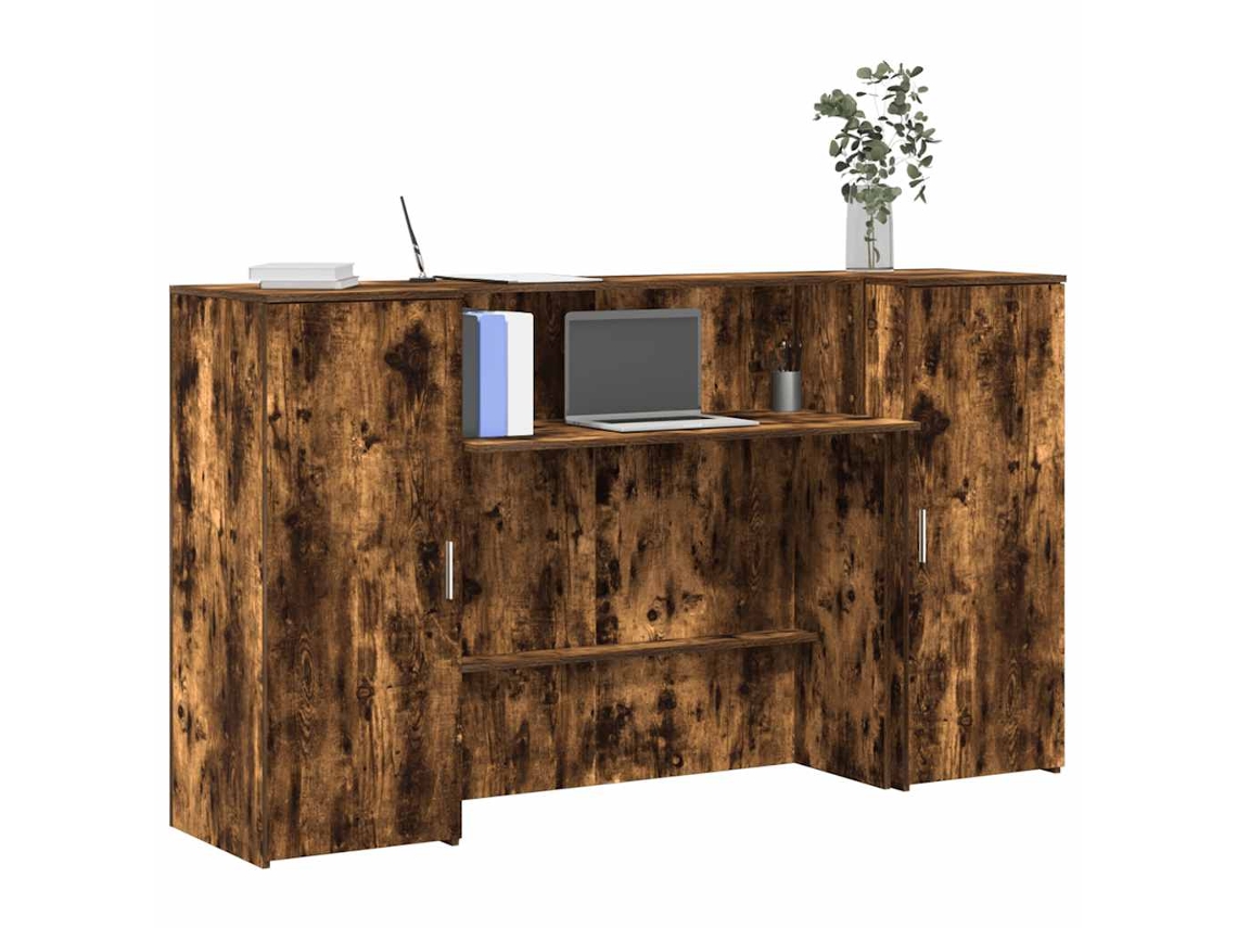 Vidaxl Balcão Recepção 180x50x103,5 Cm Madeira Carvalho Fumado