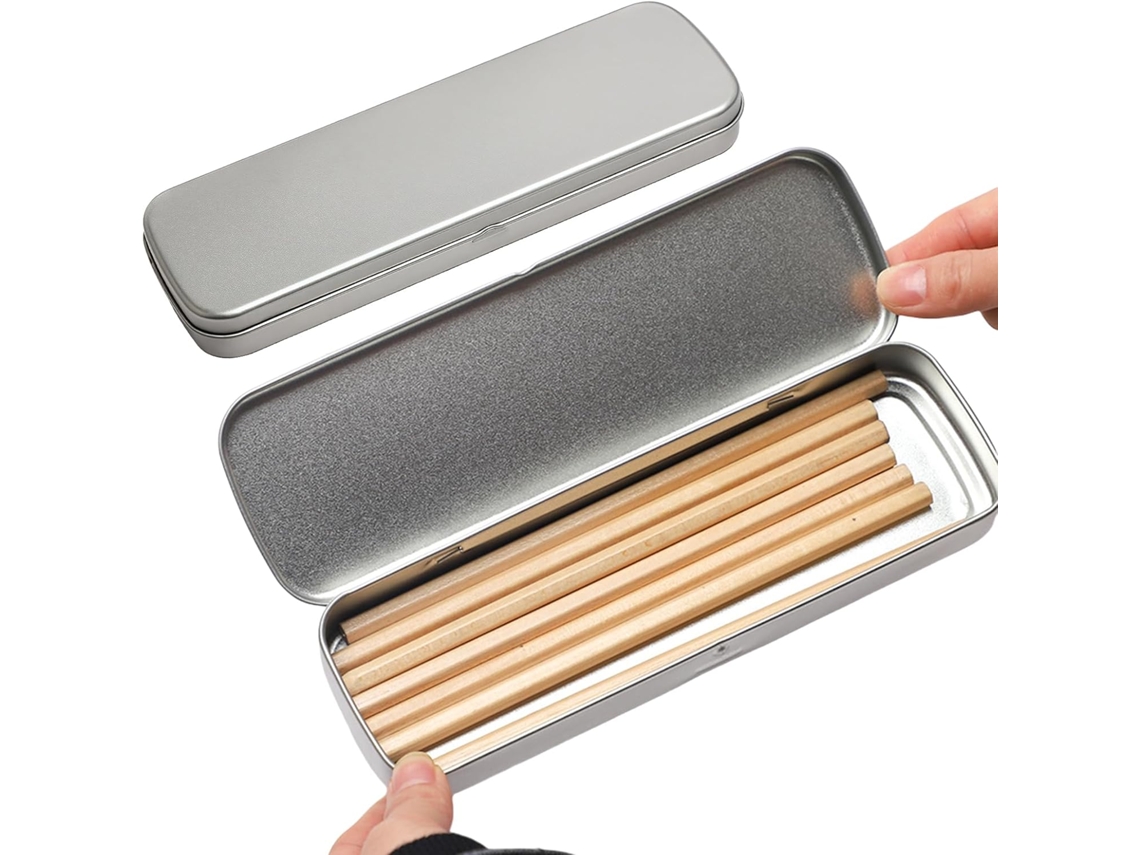 1. Conjunto de 2 Estojos Metálicos com Tampas para Lápis, Marcadores, SFUSHOS