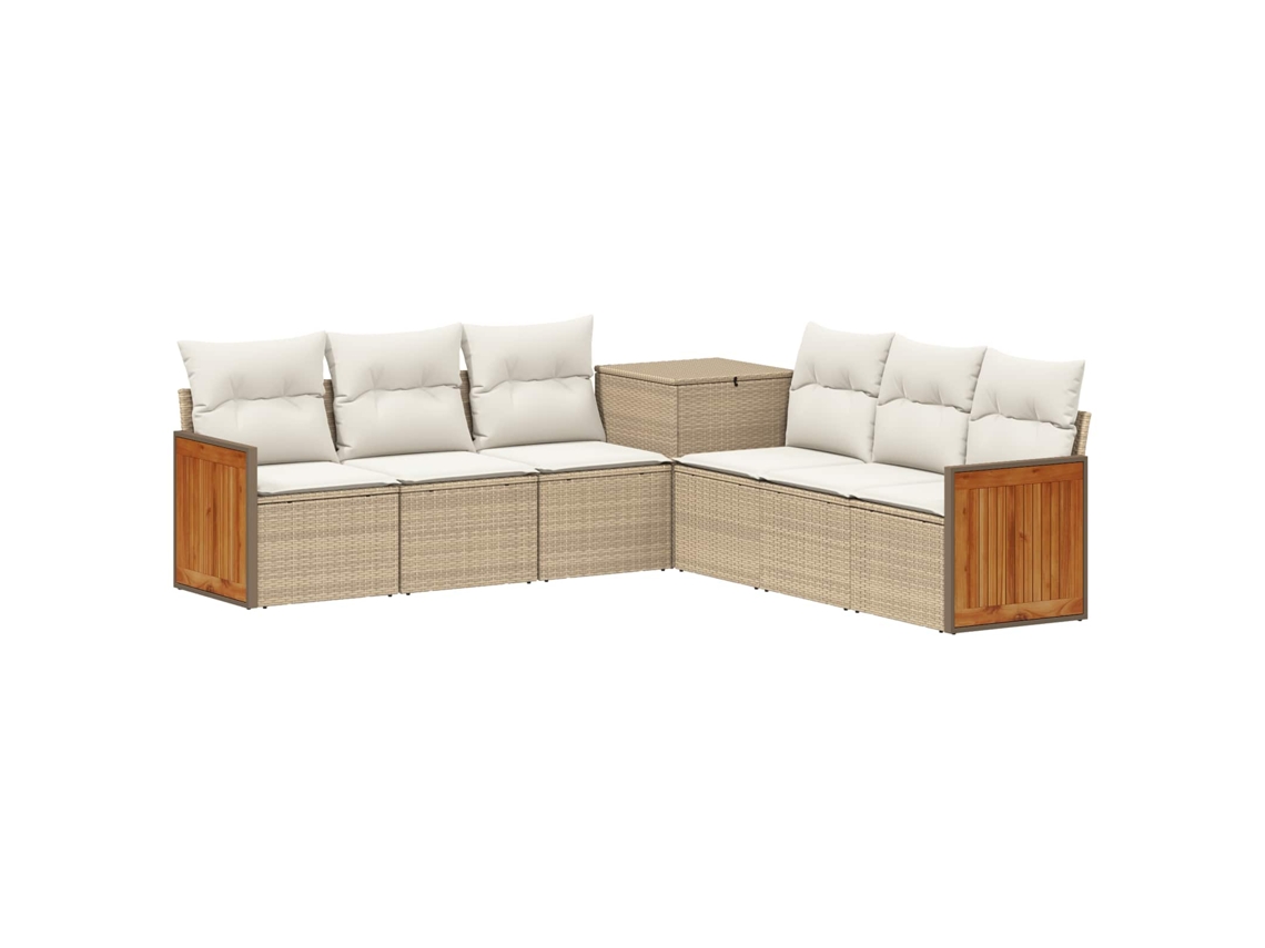 Vidaxl Conjunto De Sofás 7 Pcs Bege E Branco Creme
