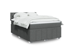Vidaxl Cama Com Molas/colchão 140x200 Cm Tecido Cinzento-escuro