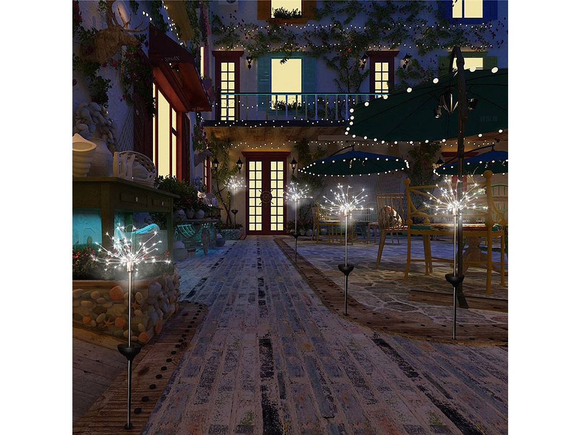 Unidades Luzes De Fogo De Artifício Solares, 120led, 8/2 Modos De Iluminação Para Jardim, Quintal, Calçada, Festas