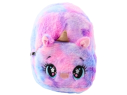 Mochila Infantil de Pelúcia 3d Unicórnio Azul/ Rosa 20x16x10 Cm 3 L BRILVIBERA