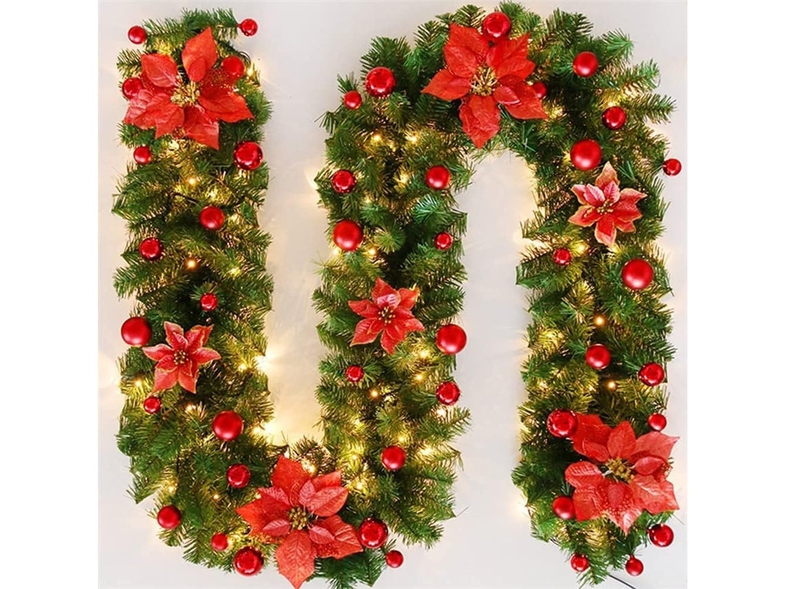 Grinalda de Natal, Decorativa 270 Cm com Luzes Led, Artificial para Árvore, Baixo Consumo, Moderno, Ergonômico, Uso Diário STELASPLEN