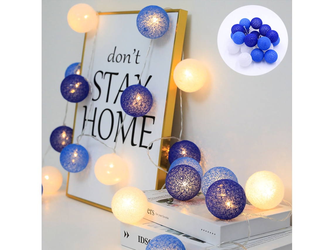 Luzes de Fio Piscantes Led com Bola Plástica Azul Marinho 2m 10led para Natal e Ano Novo S/MARCA