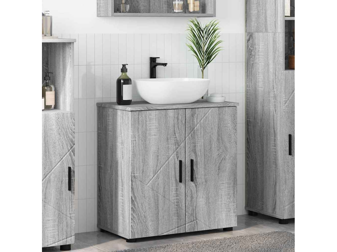 Vidaxl Armário De Banheiro Cinza Sonoma 61 X 35 X 64 Cm