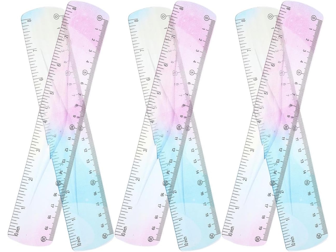Régua Flexível De Pvc Totority Com Design Degradê Colorido, Dupla