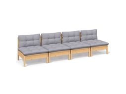 4-seater Garden Sofa, 4-seater Garden Sofas Vidaxl Cinzeto Madeira De Pinho (n/a)