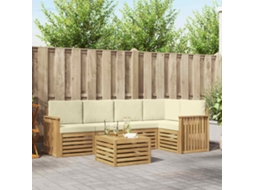 Vidaxl Conjunto De Sofás Para Exterior 6 Pcs Branco E Creme