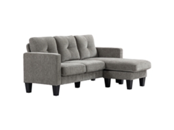 Sofá Chaise Longue Reversível Estofado 186x130x84cm Marrom Acizentado Poliéster S/MARCA