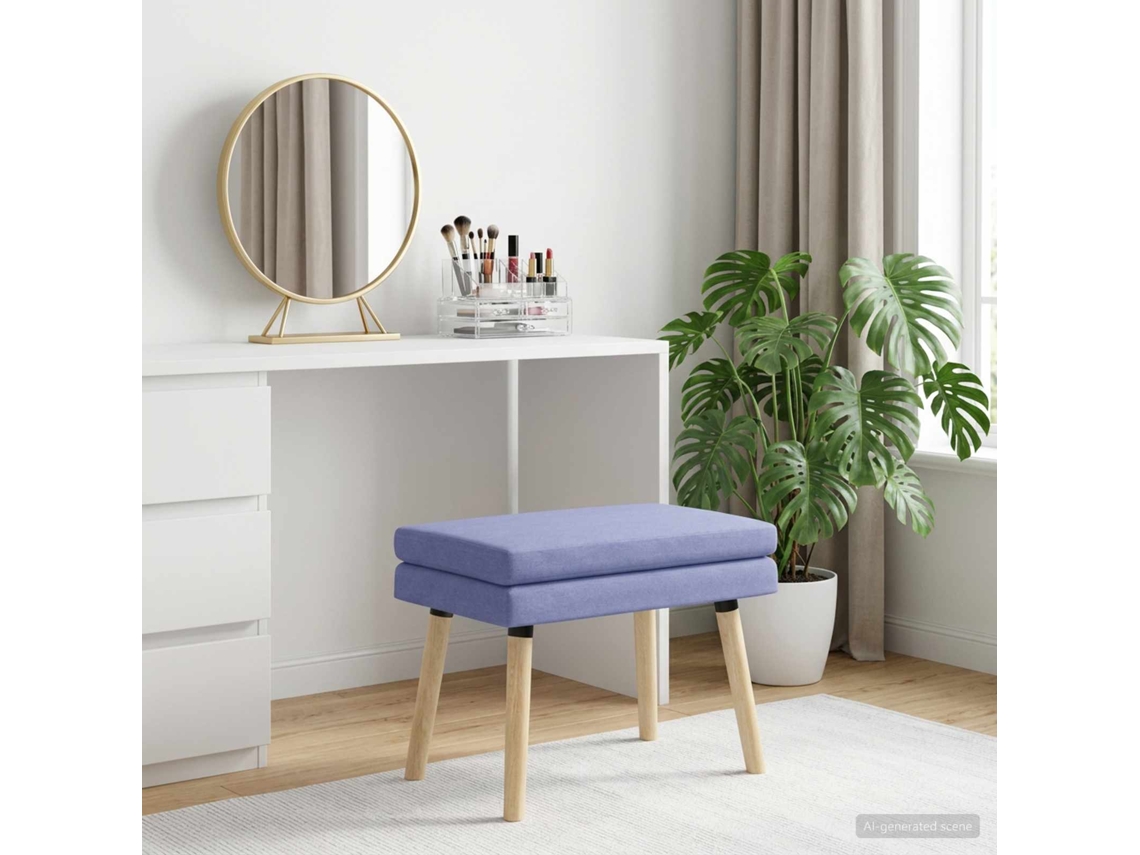 Vidaxl Banco De Camadas Duplas Azul Jeans 60 X 40 X 46 Cm Tecido