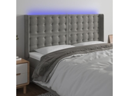 Vidaxl Cabeceira Cama C/ Luzes Led Veludo 203x16x118/128cm Cinza-claro