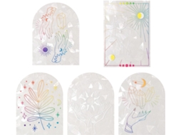 Conjunto De 5 Adesivos Estáticos Para Janela Com Estampa Arco, Íris, Folha, Sol E Gato. Ideais Para Janelas De Correr, Evitam Colisões Com Pássaros