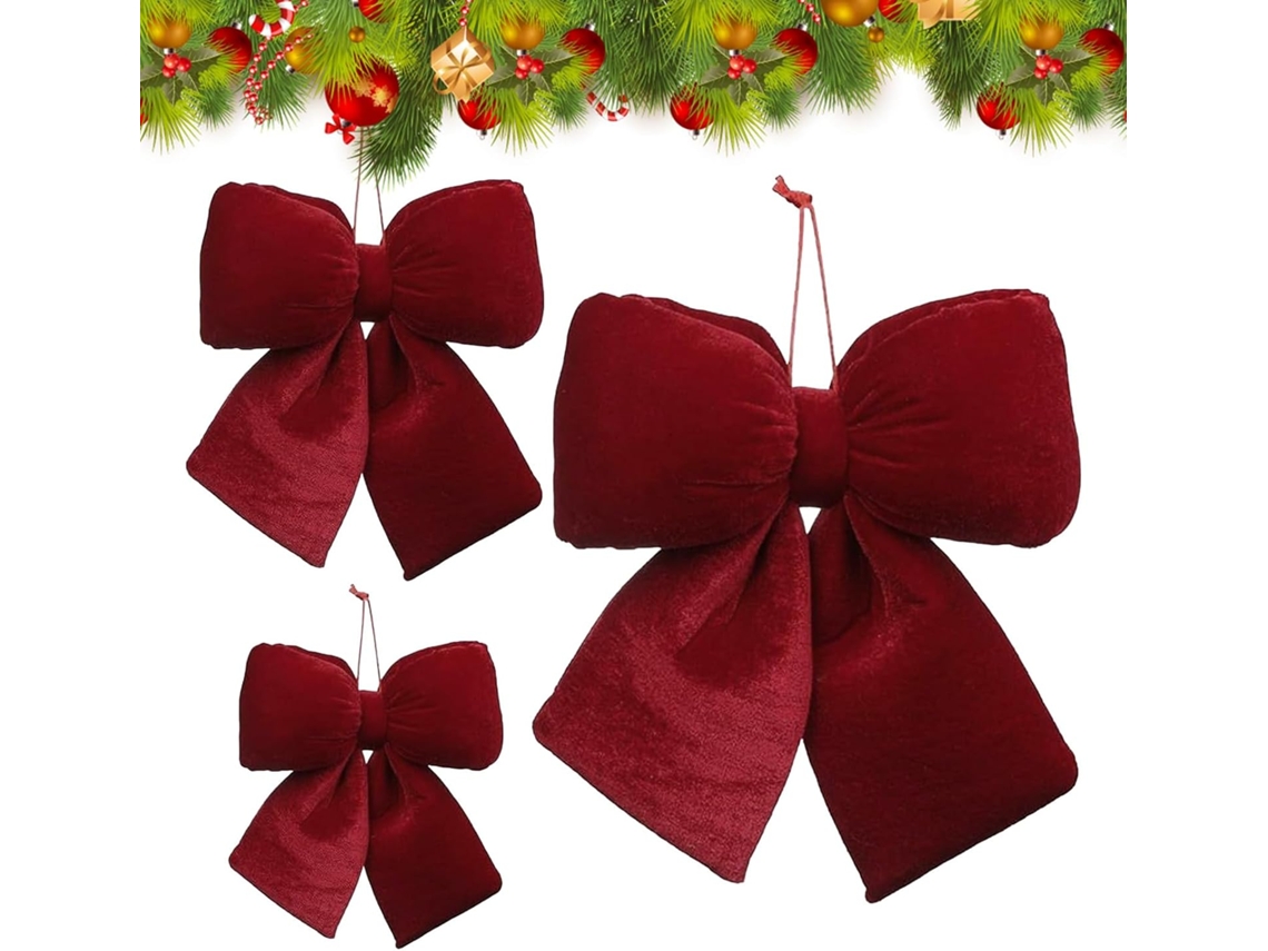 Laços De Veludo - Decoração De Árvore De Natal Em Veludo Vermelho | Laços Para Guirlanda