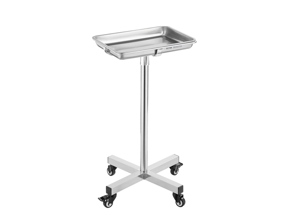 Carrinho de laboratório de aço inoxidável VEVOR com carga de 16 kg, altura 84-132,5 cm