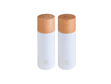 Conjunto de Saleiro e Pimenteiro BERGNER Naturally Bg Branco Madeira de Faia