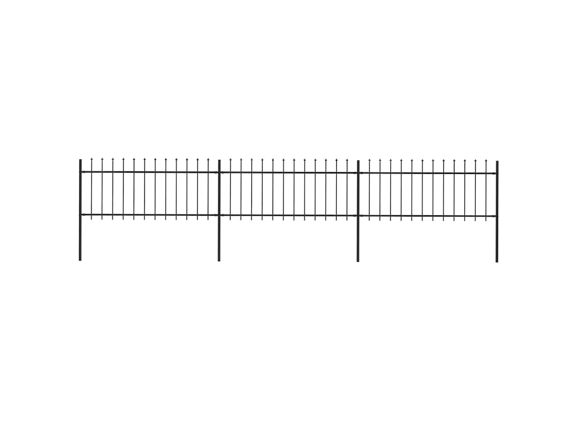 Vidaxl Cerca De Jardim Com Topo Em Forma De Lança Em Aço 537x80 Cm, Preta