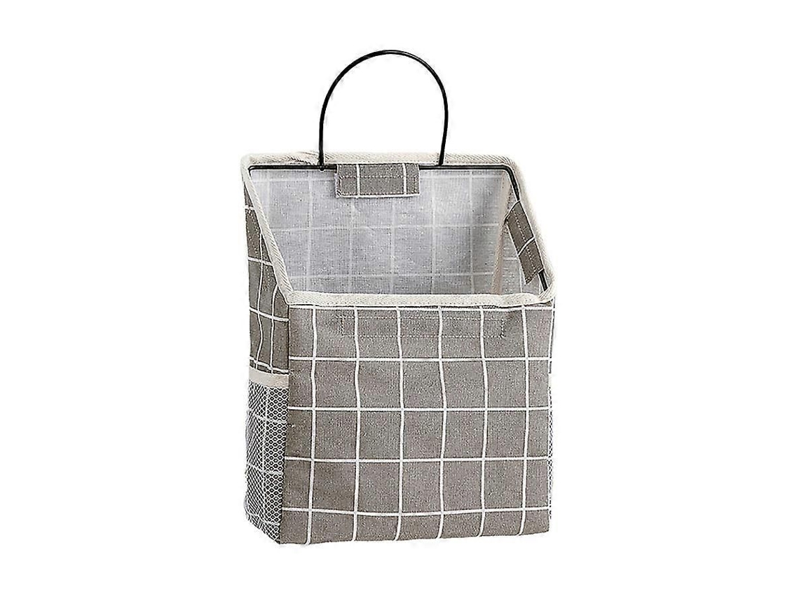 Bolsa De Parede Para Banheiro Cinza - Material De Algodão E Linho Com Gancho