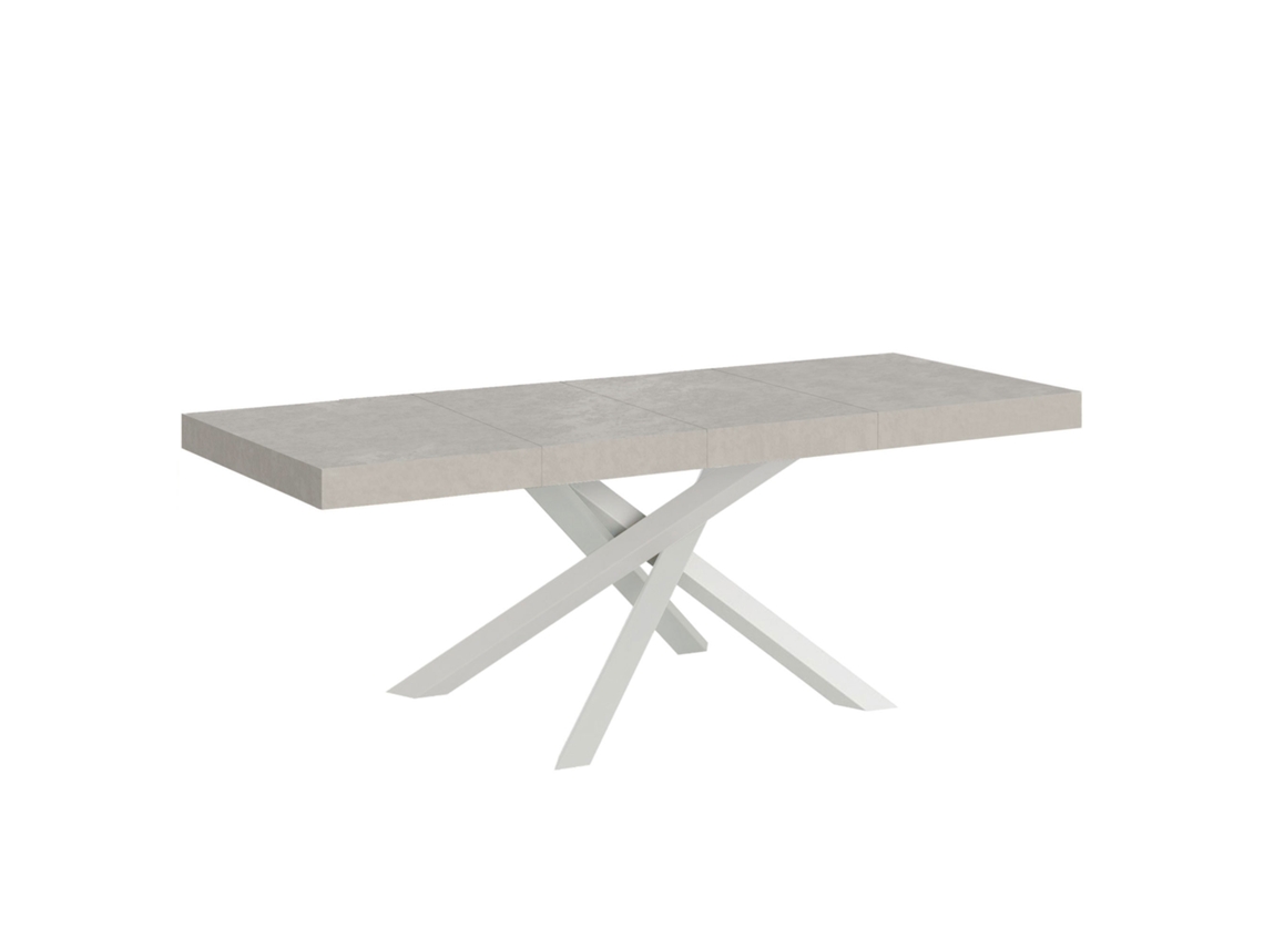 Mesa Extensível Volantis Premium Cashmere 180/284x90 Cm Com Pernas Brancas Itamoby