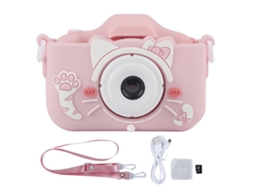 Câmera Infantil 40mp com Desenho de Gato e Jogos de Quebra cabeça Presente de Aniversário Rosa CHABERLU