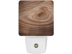 Luminária Noturna De Parede Led, Liga Desliga Automática, Sensor Crepuscular, Design Com Acabamento Em Madeira