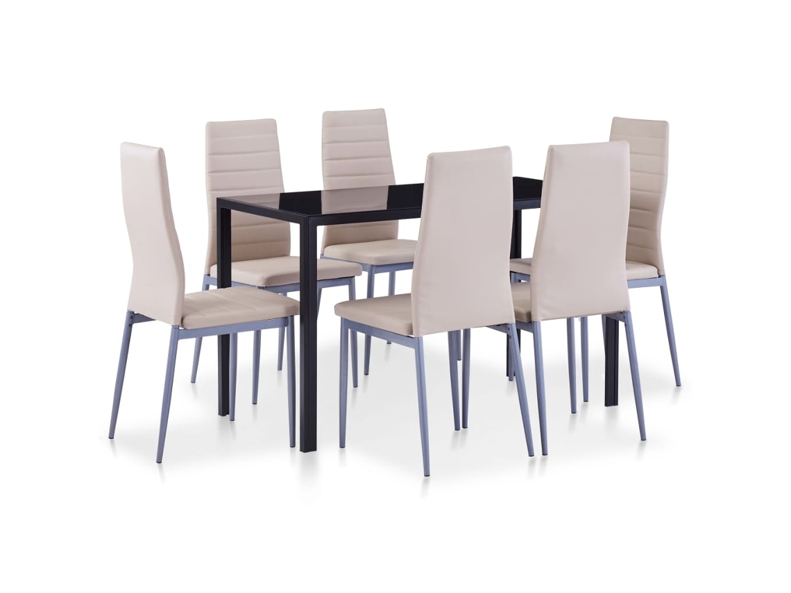 Vidaxl Conjunto De Jantar 7 Pcs Cappuccino