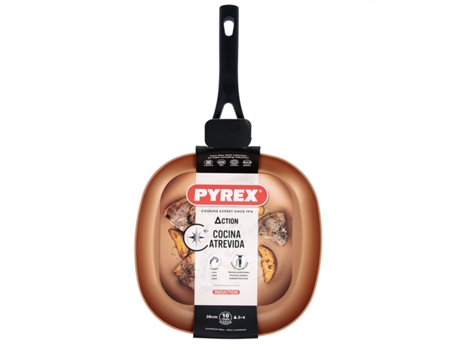 Frigideira Assadora Lisa PYREX Action Quadrado Metal  28 Cm